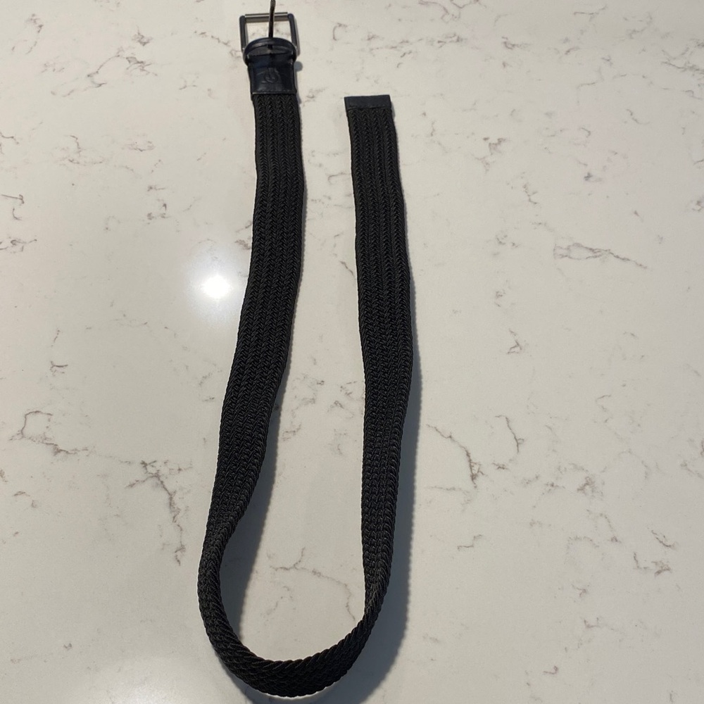 Original Penguin Black Woven Stretch Belt with Metal Buckle